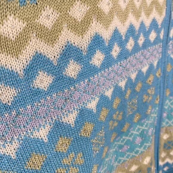 Alfred Dunner womens 2X wool blend beaded geometric full zip cardigan sweater - Picture 3 of 9